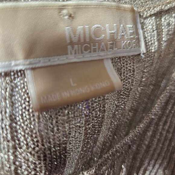 Michael Kors Gold Metallic Ribbed Knit Tank Top Womens Size L - Picture 4 of 4